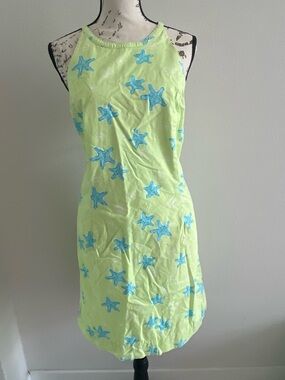 Lilly Pulitzer Lime Green Dress with Blue Starfish Print